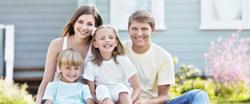 family in comfortable home